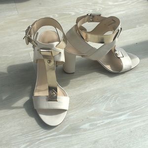 Nine West Nude & Gold Cage Sandals